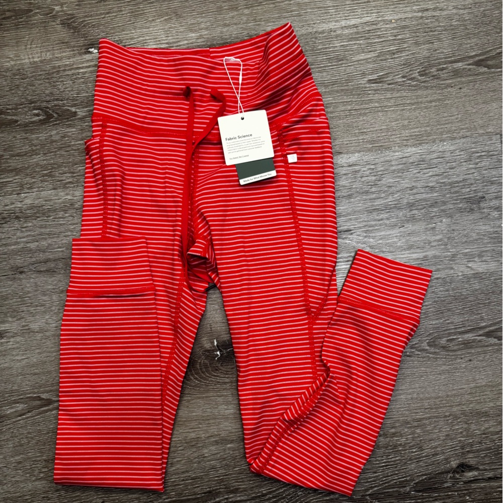 Halara High Waisted Drawstring Striped Yoga Leggings with Pockets size small